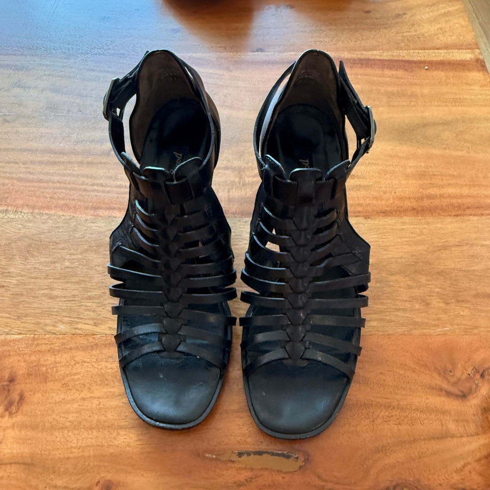 Paul Green Women's Black "Christy" Caged Strappy Heeled Sandals Size 3.5 US 6